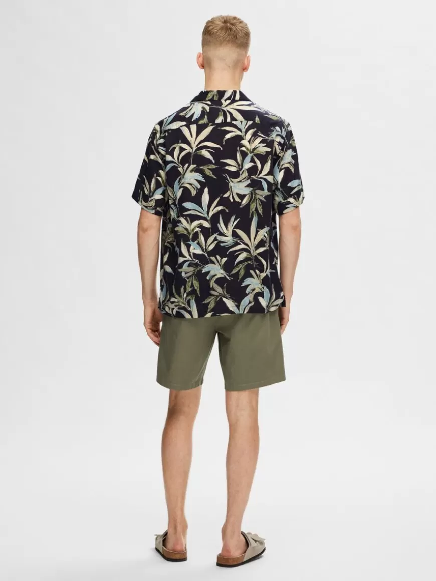 SELECTED PRINTET KORTERMET SKJORTE Blue Fashion