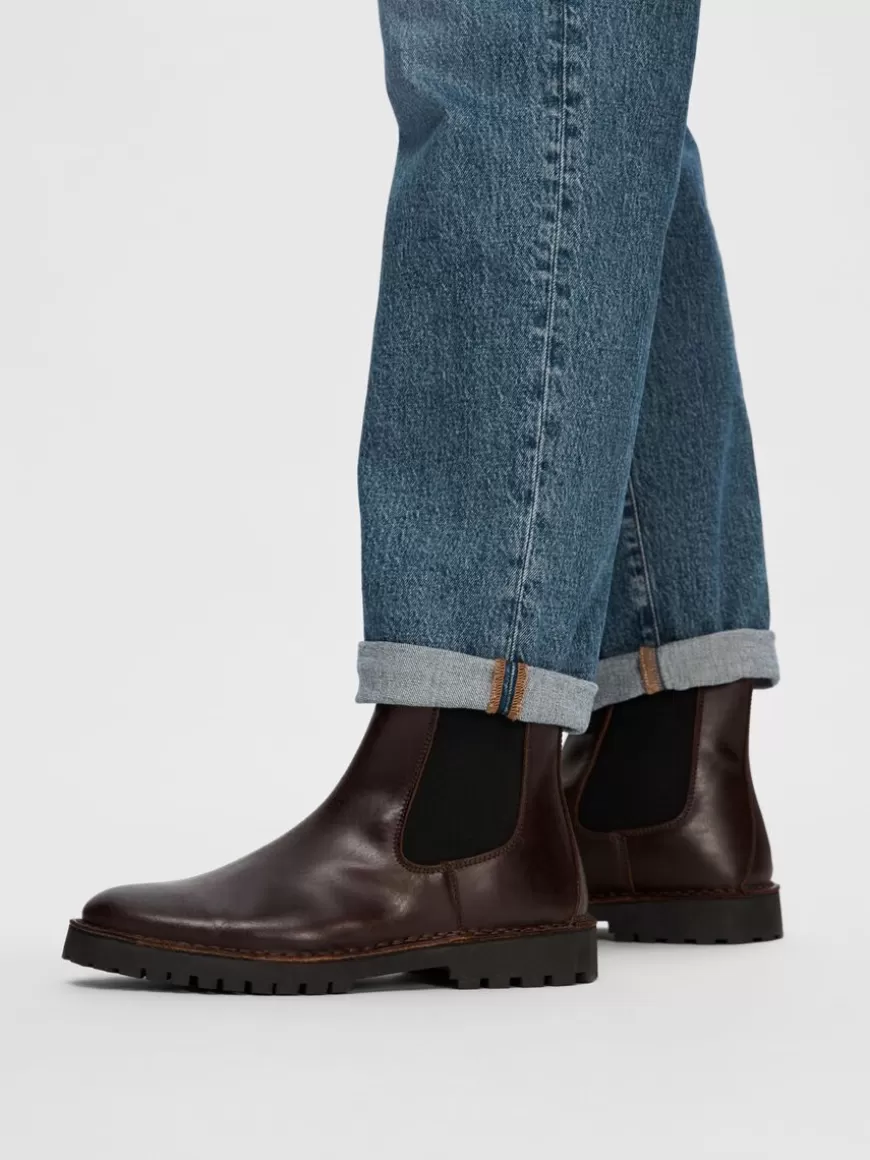SELECTED SKINN CHELSEA BOOTS Brown New