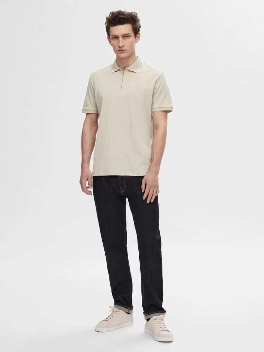 SELECTED ZIPPER POLOSKJORTE Beige Flash Sale